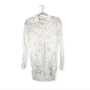 NWT Free People Optic White Pleated Textured Lydia Top